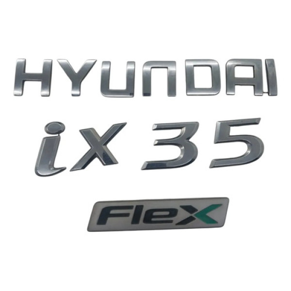 Emblemas Escritas Tampa Traseira Original Hyundai  Ix35 2015 Prateado