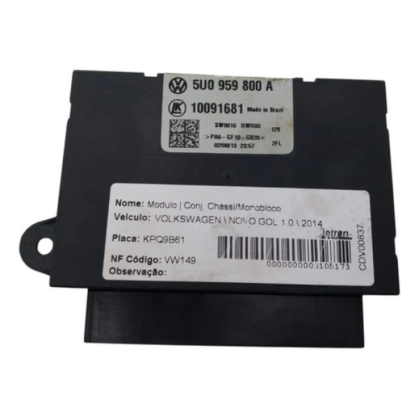 Modulo Central Conforto Vw Gol 1.0 2014 G6  5u0959800a