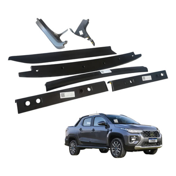 Kit Molduras Caçamba Strada Freedom Cab. Dupla 2024 2025 Preto