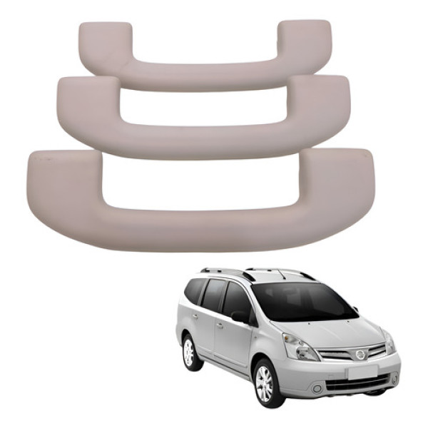 Pega Mão Alça Teto Kit Livina 1.6 Flex 2009 2012 Cinza