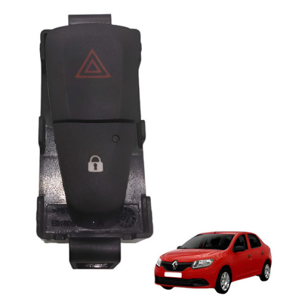 Botao Pisca Alerta Trava Renault Logan 2015 2018 1.0 Preto