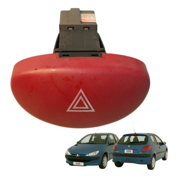 Botão Pisca Alerta Peugeot 206 1.6 2000 Vermelho