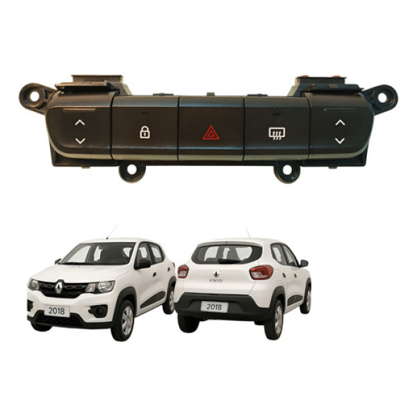 Botão Pisca Alerta Desembaçador Trava Renault Kwid 2017 2022 Preto