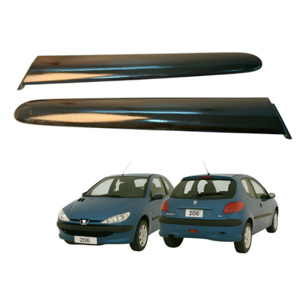 Friso Lateral Traseira Par Peugeot 206 1.6 2000 2001 Preto