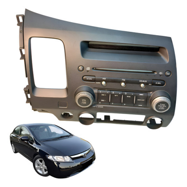 Moldura Radio Painel Honda New Civic 1.8 Lxs 2007 2011 Cinza-escuro