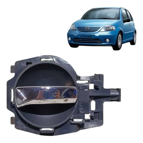 Maçaneta Interna Citroën C3 2006 2007 2012 Traseira Esquerda Cinza Traseira