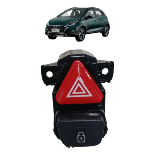 Botão Pisca Alerta Trava Portas Hyundai Hb20 2020 2021 2022 Preto