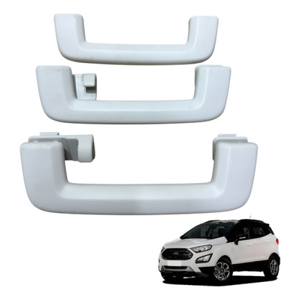 Kit Alça Puxador Teto Ford Ecosport 2019 2020 2021 Cinza