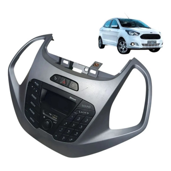 Rádio C/ Moldura Bluetooth Ford Ka 2015 2016 2017 2018 Cinza