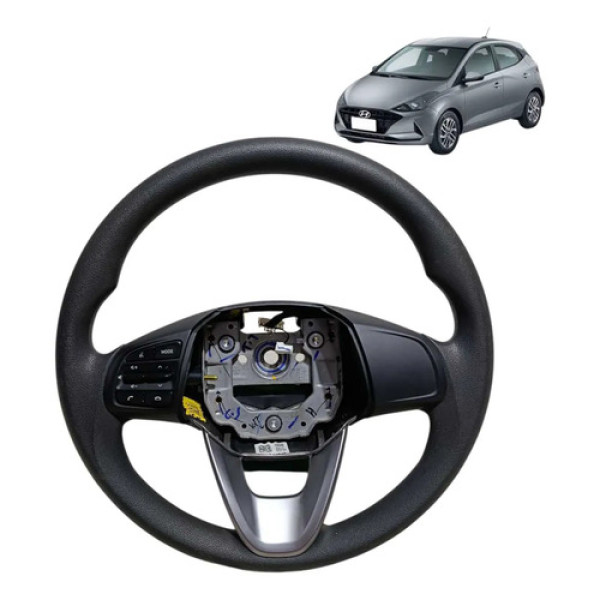 Volante Direção Comando Som Hyundai Hb20 2020 2021 2022 2023 Preto