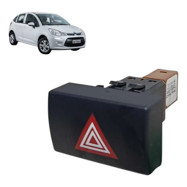 Botão Pisca Alerta Citroën C3 2013 2014 2015 2016 2017 Preto