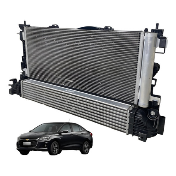 Conjunto Kit Radiador Completo Onix Turbo Automático 20/24 Preto