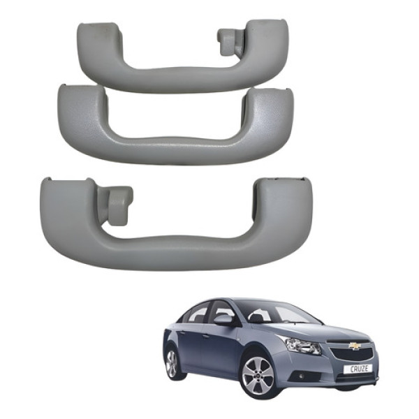 Kit Alça Puxador Teto Chevrolet Cruze 2013 2014 2015 Cinza