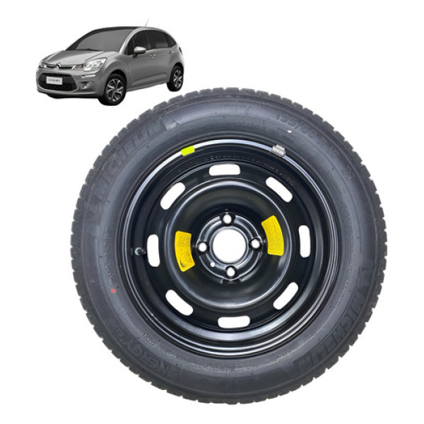 Estepe Roda Pneu Citroen C3 2014 2015 2016 2017 Sem Uso Orig Preto