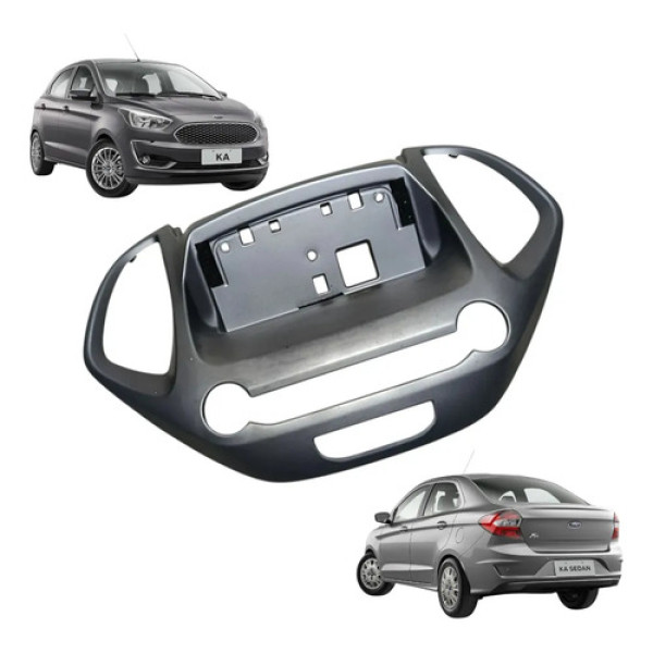 Moldura Painel Display Multimídia Ford Ka 2019 2020 2021 Prateado