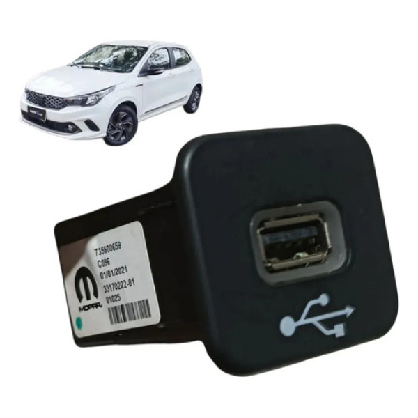 Entrada Usb Fiat Argo Cronos Mobi Pulse 2018 2019 / 2025 Preto