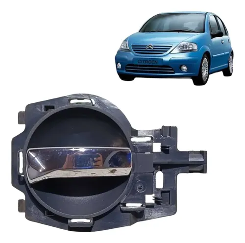 Maçaneta Interna Citroën C3 2006 2012 Dianteira Esquerda Cinza Dianteira