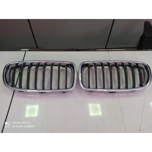 Grade Parachoque Dianteiro Par Bmw 320 2018 2019 Preto Brilhante