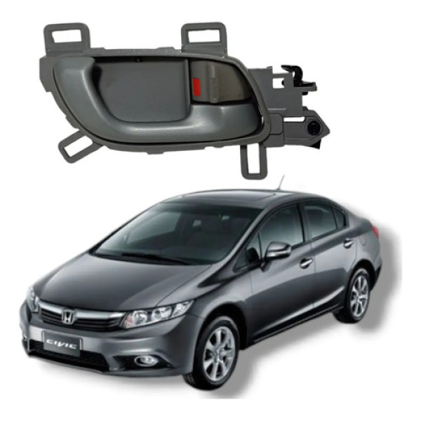 Maçaneta Interna Traseira Direita Honda Civic Lxs 2012 2016 Cinza Traseira