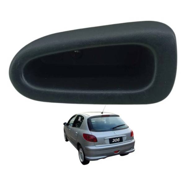 Puxador Porta Traseira Esquerda Peugeot 206 2008 9631696877 Preto Traseira