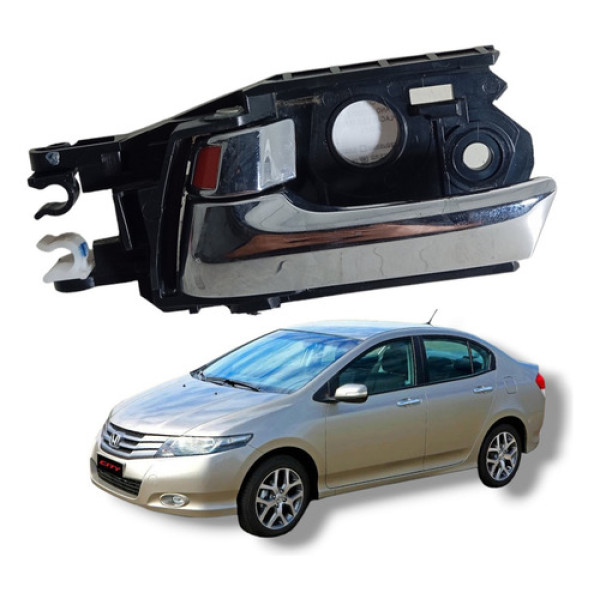 Maçaneta Interna Porta Traseira Esquerda Honda City 2009 13 Preto Traseira