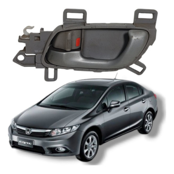 Maçaneta Interna Traseira Esquerda Honda Civic Lxs 2012 2016 Cinza Traseira