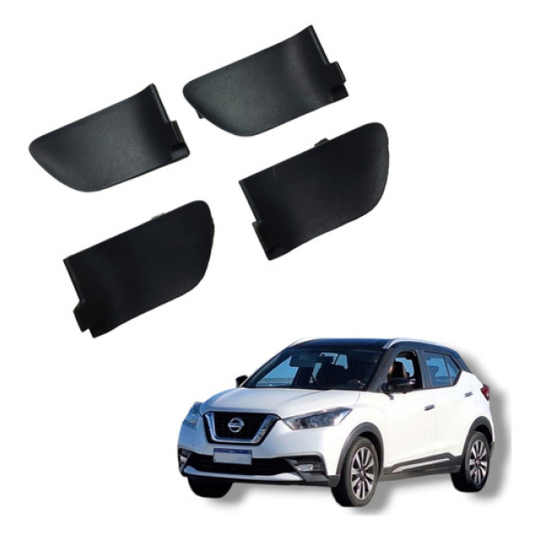 Jogo Acabamento Interno Maçaneta Nissan Kicks 2016 A 2020 Preto Dianteira/traseira