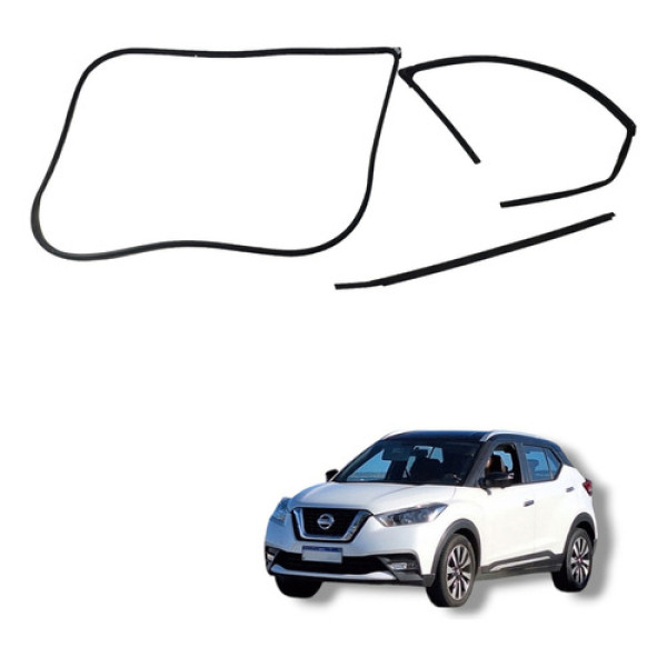 Jogo Borracha Porta Dianteira Direita Nissan Kicks 2016 22 Preto