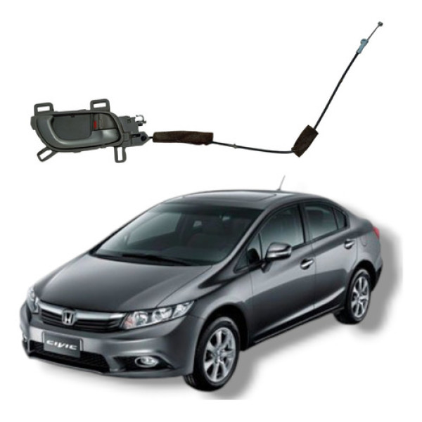 Maçaneta Interna Dianteira Direita Honda Civic Lxs 2012 2016 Cinza Dianteira
