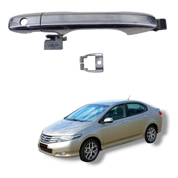 Macaneta Externa Dianteira Esquerda Honda City 2009 A 2013 Cinza Dianteira