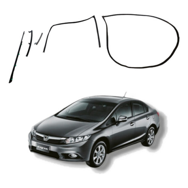 Jogo Borracha Porta Dianteira Direita Honda Civic Lxs 12 16 Preot