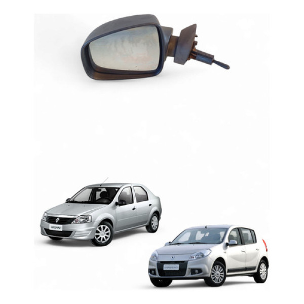 Retrovisor Manual Lado Esquerdo Renault Sandero Logan 09/13