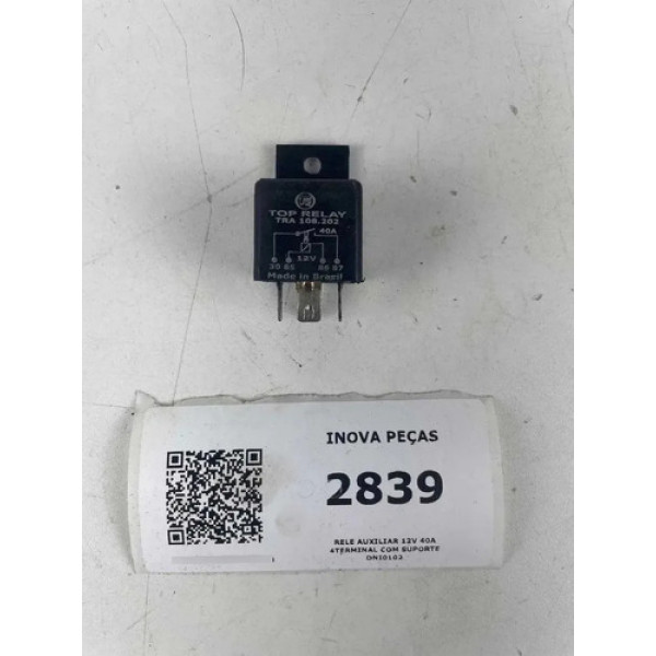 Rele Auxiliar 12v 40a 4terminal Com Suporte Dni0102 12v