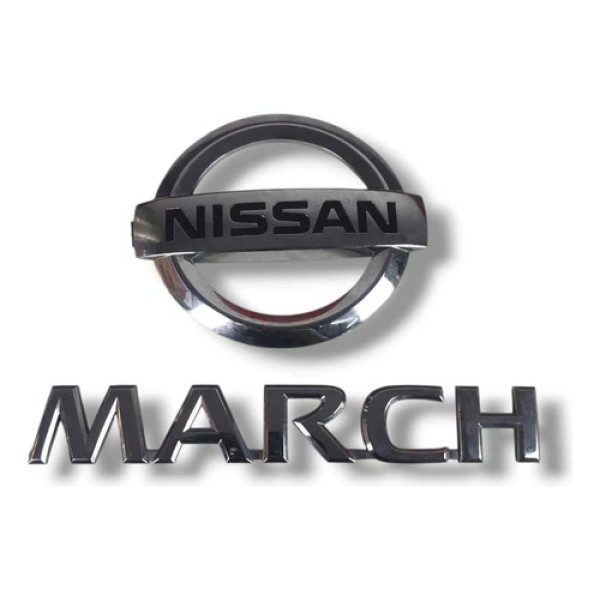 2 Emblema Mala Nissan March 2011 2012 2013 2014 2015 2016 Prata