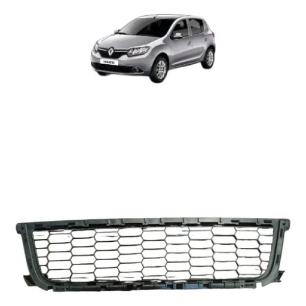 Grade Central Parachoque Renault Sandero 2014 Preto