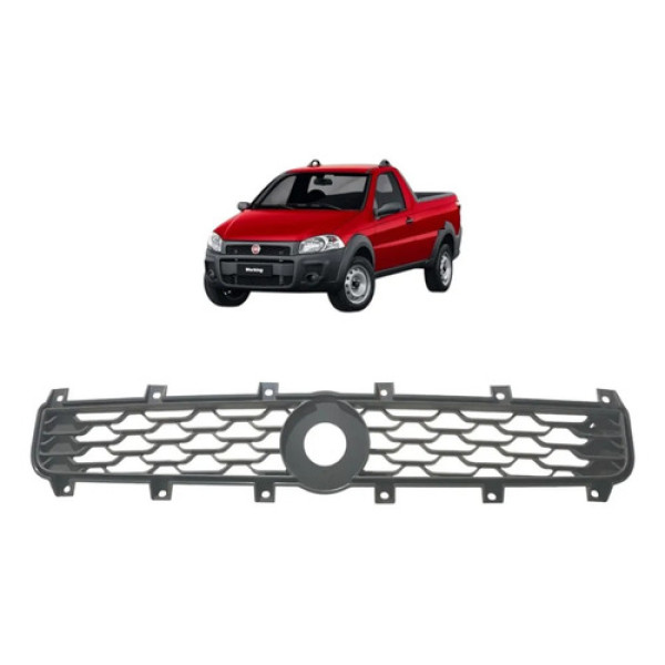 Grade Superior Parachoque Dianteiro Fiat Strada 2014 A 2020 Cinza