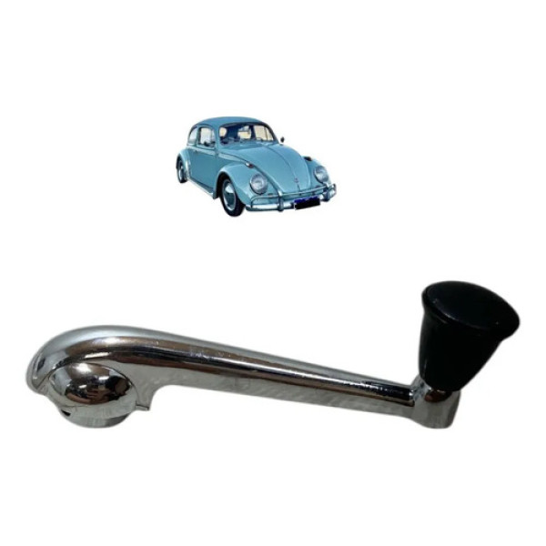 Manivela Vidro Fusca 1960/1970 Cromada Botão Preto Cromado