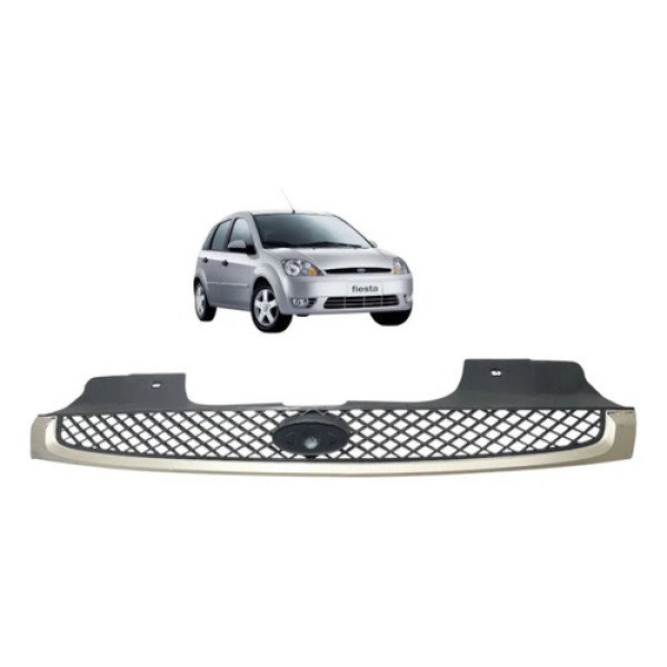 Grade Parachoque Dianteir Ford Fiesta 2003 2007 Preto