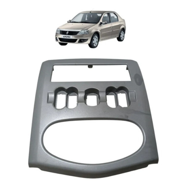 Moldura Central Radio Renault Logan 2007 2012 S/botões Prata