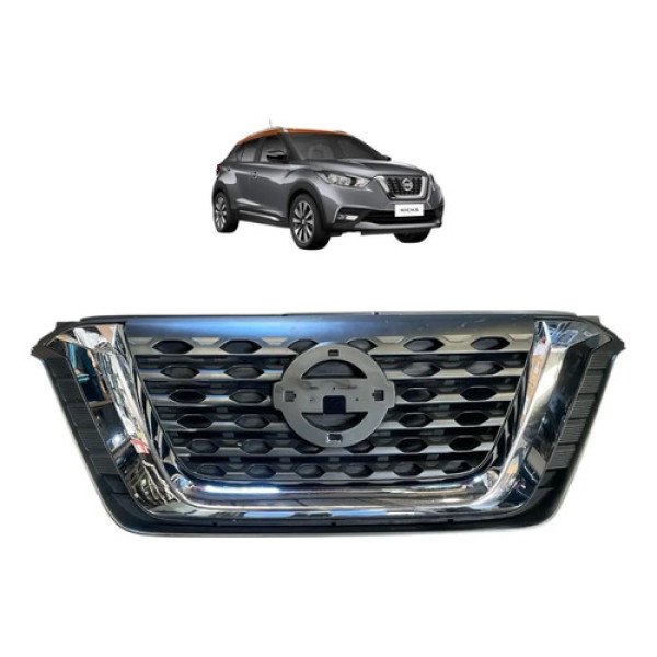 Grade Radiador Nissan Kicks 2016 2020 Cromada Preto/cromado Cromado
