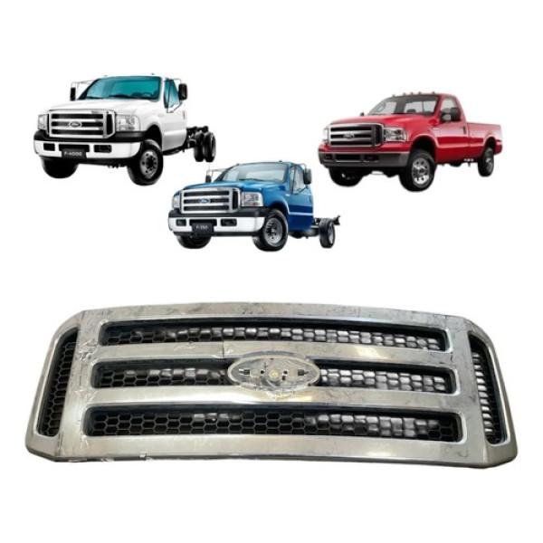 Grade Dianteir Parachoque F250 F350 F4000 2006 2011 C/detalh Cromada E Preta