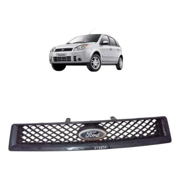 Grade Dianteira Parachoque Superior Ford Fiesta 2008 2010 Preto