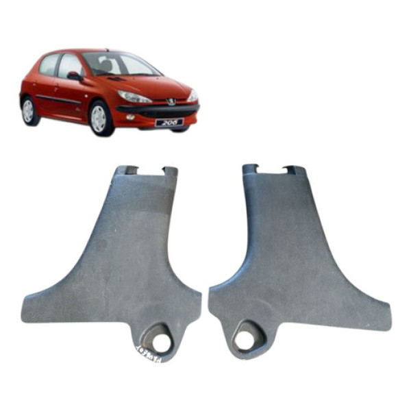 Moldura Acabamento Inferior Coluna Peugeot 206 2000/2007 Par Preto