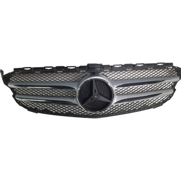 Grade Superior Mercedes C180 / C200  11072404 Preto Com Detalhes Cromados Preto