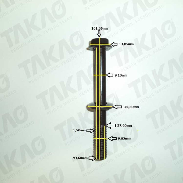 Parafuso de Cabeçote (JG) - Suzuki 1.6L 8V SOHC  Vitara  91 até 98 Gasolina