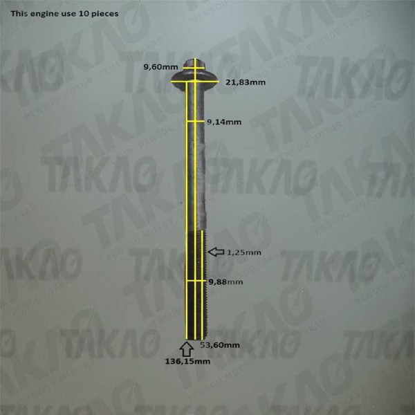 Parafuso de Cabeçote (JG) - GM 1.0/1.4/1.6/1.8L 8V Diversos