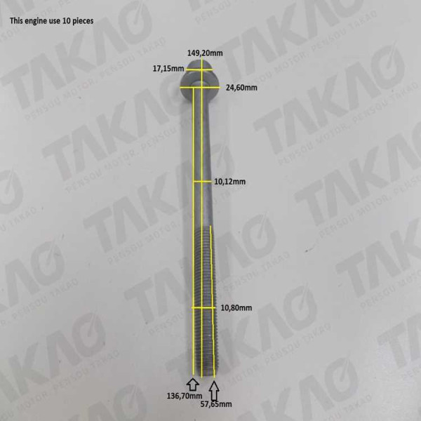 Parafuso de Cabeçote (JG)-1.6/1.8/2.0/2.2L 8V Astra,Ipanema