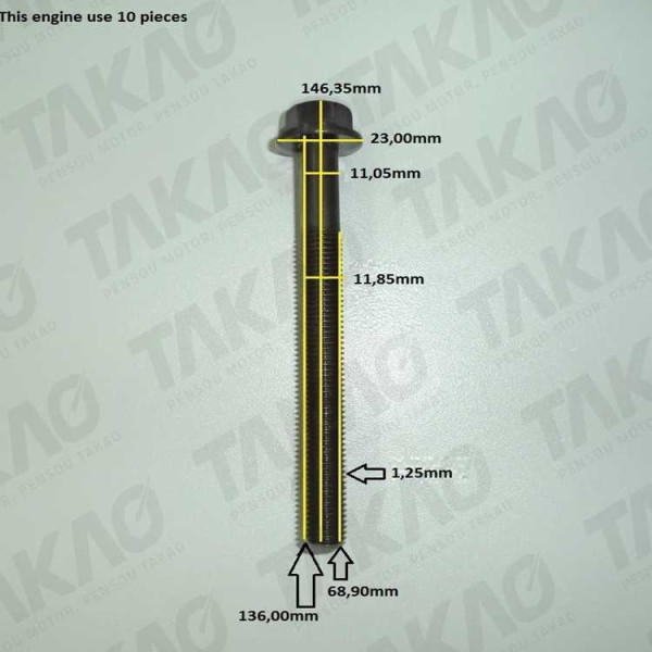 Parafuso de Cabeçote (JG) - Fiat  1.0/1.3/1.5L 8V Diversos