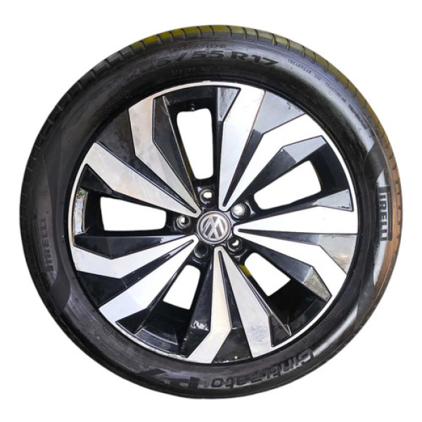 Roda Aro 17 Furo C/pneu 205/55 Vw T-cross 2020/2022 Detalhe Preto