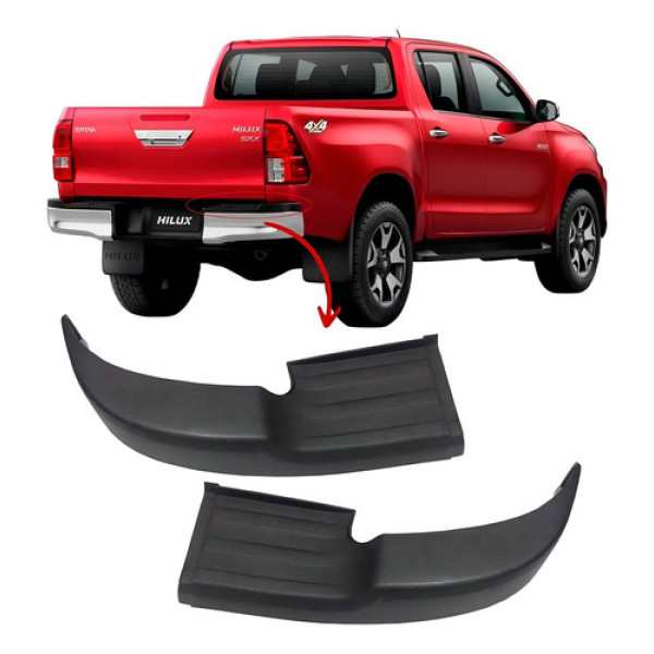 Ponteira Parachoque Traseiro Hilux 2016 A 2021 Plástico Resist. Preta